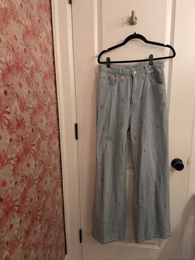 Farm Rio Rose Embroidered Jeans